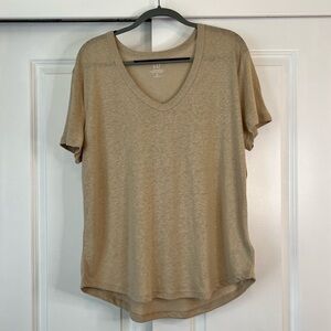 Gap linen blend v-neck in Wicker Beige
